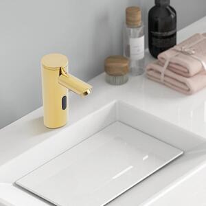 Rubinetto automatico a sensore - Rubinetto per lavabo - Solo acqua fredda - Montaggio a pavimento - Ottone - Rilevamento 15-20 cm - Dimensioni 14×20 cm - Giallo