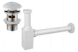 Mexen semisifone lavabo quadrato con tappo ceramico clic-clac, con troppopieno, bianco - 7992060-25