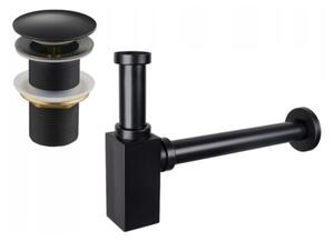 Mexen semisifone lavabo quadrato con tappo click-clack, senza troppopieno, nero antico- 7991060-79