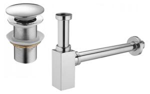 Mexen semisifone lavabo quadrato con tappo clic-clac, senza troppopieno, cromato - 7991060-00