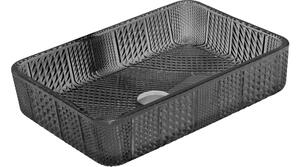 Mexen Akra lavandino in vetro da appoggio 46 x 33 cm, nero - 24024670