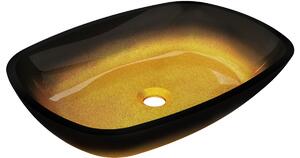 Mexen Araks lavabo da appoggio in vetro 54 x 39 cm, oro scuro - 24155451