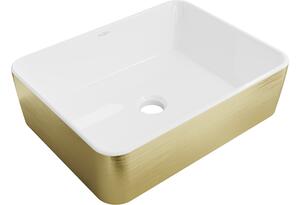 Mexen Catia lavabo da appoggio 48 x 38 cm, bianco/oro motivo linee - 21314817