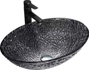Mexen Goa lavandino da appoggio in vetro 50 x 36 cm, nero - 24085070