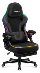 Huzaro Force 4.6 RGB | LED Gaming Chair Sedia ergonomica per PC | Music Sync | Poggiapiedi Funzione dondolo Schienale regolabile | fino a 130 kg | Nero