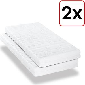 Materasso premium a 7 zone 80x200 cm CloudComfort in confezione doppia, altezza 15 cm, livello di rigidità H2/H3, set di gemelli