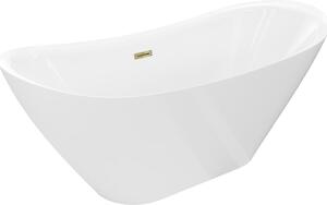 Mexen Lotos vasca da bagno indipendente 140 x 75 cm, bianca, troppo pieno dorato - 52051407700-50