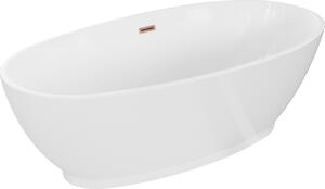 Mexen Bilbao vasca da bagno freestanding 180 x 90 cm, bianca, troppopieno rame spazzolato - 51311809000-65