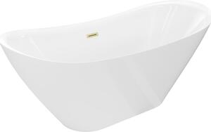 Mexen Lotos vasca da bagno indipendente 160 x 75 cm, bianca, troppopieno oro spazzolato - 52051607700-55
