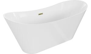 Mexen Celia vasca da bagno indipendente 170 x 75 cm, bianca, troppopieno dorato - 52331707500-50