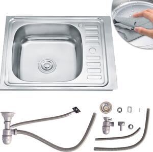 Lavello da incasso in acciaio inox 58CM, angolare + ripiano Lavello Lavello da cucina Lavello da incasso