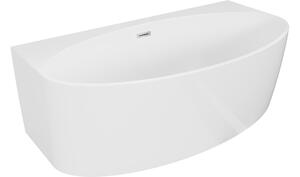 Mexen Bruna vasca da bagno freestanding a parete 150 x 82 cm, bianco lucido, troppopieno cromato - 52731508200-01