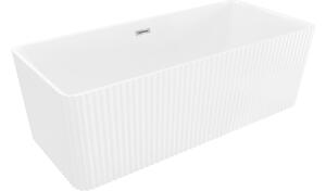 Mexen Nila vasca da bagno autoportante scanalata 170 x 75 cm, bianca, troppopieno cromato - 52841708000-01