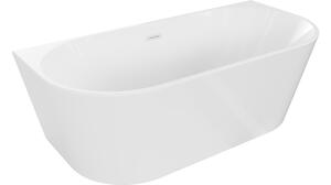 Mexen Oval vasca da bagno freestanding a parete 160 x 80 cm, bianca, troppopieno bianco - 52671608000-20