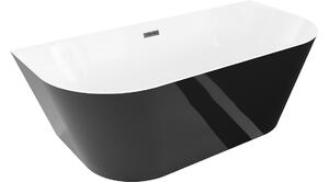Mexen Oval Slim vasca freestanding a parete 170 x 80 cm, bianca/nera, troppopieno nero - 52661708075-70
