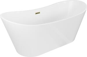 Mexen Montana vasca da bagno autonoma 150 x 75 cm, bianca, troppo pieno dorato - 52011507500-50