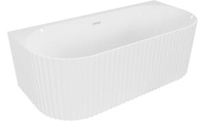 Mexen Sella vasca da bagno freestanding a parete scanalata 150 x 75 cm, bianco lucido, troppopieno bianco - 52711507500-20
