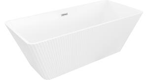 Mexen Tava vasca da bagno freestanding rigata 170 x 75 cm, bianca, troppo pieno cromato - 52851707500-01