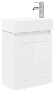 Mobile bagno con rubinetto Bianco Lucido 45,5 x 25,5 x 84 cm