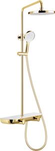Mexen Axis set doccia esterno con soffione e rubinetto, oro/bianco - 78112-25