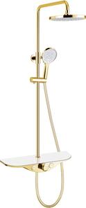 Mexen Exxo set doccia esterno con soffione e miscelatore, oro/bianco - 78113-25