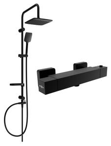 Mexen Sven set doccia esterno con soffione e miscelatore termostatico Cube, nero - 77200262-70
