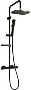 Mexen KX49 set doccia esterno con soffione e batteria termostatica, nero/oro - 771504991-75