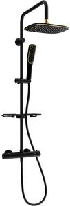 Mexen KT49 set doccia esterno con soffione e miscelatore termostatico, nero/oro - 771504993-75