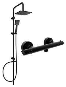 Mexen Tord set doccia esterno con soffione e miscelatore termostatico Slim, nero - 77105200-70
