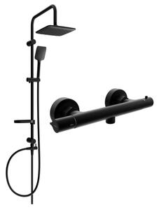 Mexen Sven set doccia esterno con soffione e miscelatore doccia termostatico Slim, nero - 77105262-70