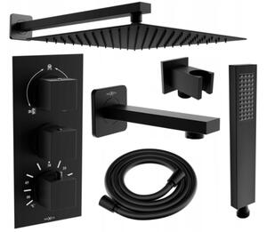 Mexen Cube DR02 set da bagno e doccia ad incasso con soffione 30 cm, nero - 77503DR0230-70
