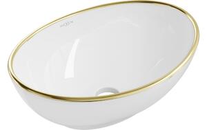 Mexen Elza lavabo da appoggio 40 x 33 cm, bianco/oro bordo - 21014005