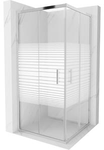 Mexen Rio cabina doccia quadrata 90 x 90 cm, fasce bianche, cromata - 860-090-090-01-20