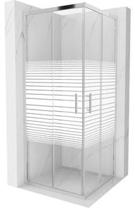 Mexen Rio cabina doccia quadrata 80 x 80 cm, strisce bianche, cromo - 860-080-080-01-20