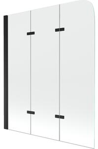 Mexen Felix paravento da bagno a 3 ante 120 x 140 cm, trasparente, nero - 890-120-003-70-00