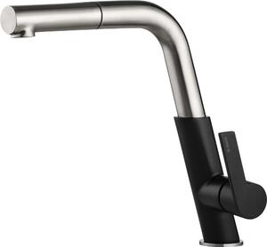 Miscelatore da cucina di design SILIA-30 nero/cromo con bocca rettangolare
