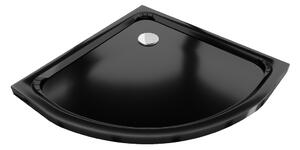 Mexen Flat piatto doccia semicircolare slim 70 x 70 cm, nero, sifone cromato - 41707070