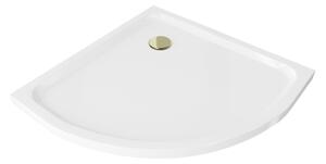 Mexen Flat piatto doccia semicircolare slim 70 x 70 cm, bianco, sifone dorato - 41107070G