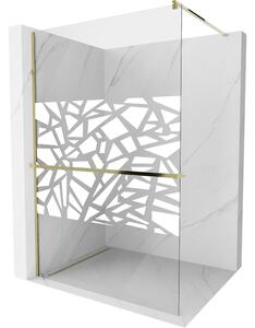 Mexen Kioto+ parete doccia con ripiano Walk-in 90 x 200 cm, motivo bianco, oro - 800-090-121-50-85