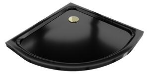 Mexen Flat piatto doccia semicircolare slim 70 x 70 cm, nero, sifone dorato - 41707070G