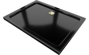 Mexen Flat piatto doccia rettangolare slim 100 x 90 cm, nero, sifone dorato - 40709010G