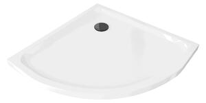 Mexen Flat piatto doccia semicircolare slim 80 x 80 cm, bianco, sifone nero - 41108080B
