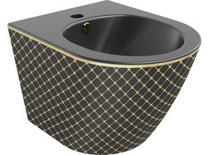 Mexen Lena bidet sospeso, nero opaco/motivo a griglia dorato - 35224879
