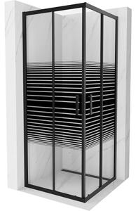 Mexen Rio cabina doccia quadrata 80 x 80 cm, strisce nere, nera - 860-080-080-70-20