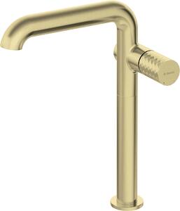Deante Rubinetto per lavabo alto oro spazzolato, bocca rettangolare