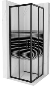 Mexen Rio cabina doccia quadrata 70 x 70 cm, fasce nere, nera - 860-070-070-70-20
