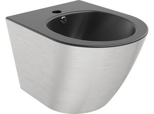 Mexen Lena bidet sospeso, nero opaco/motivo a linee argento - 35224873