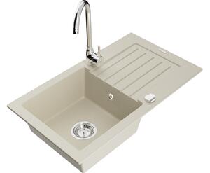 Mexen Pablo lavello in granito ad 1 vasca con scolapiatti e miscelatore Telma, beige - 6510-69-670200-00