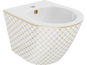 Mexen Lena bidet sospeso, bianco/oro motivo a scacchi - 35224809