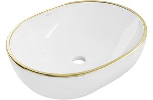 Mexen Viki lavabo da appoggio 48 x 35 cm, bianco/bordo oro - 21054805